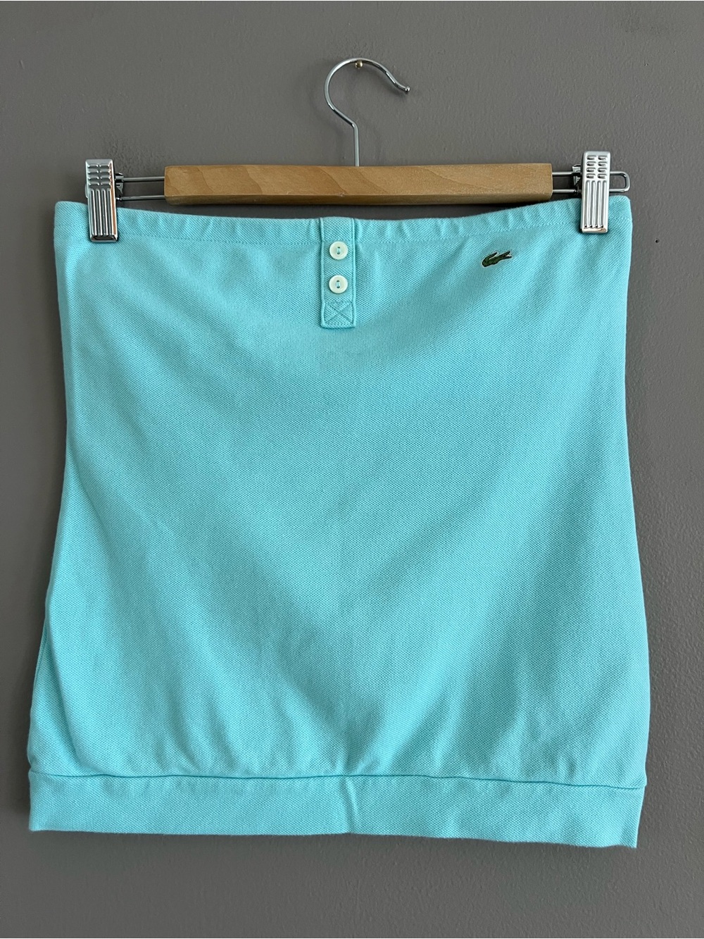 Lacoste Women’s Strapless Tube Top Built-In Bra Blue Size 36 Y2K Beach Cotton